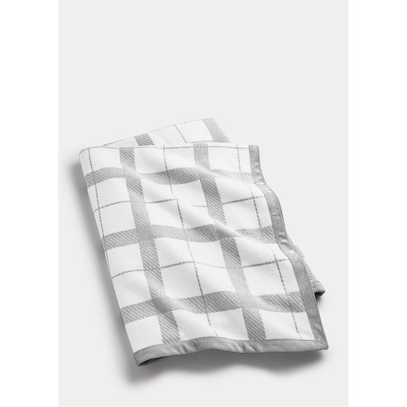 New Polo Ralph Lauren Home Oakwood Throw Grey Ivory Plaid Pony Blanket 50 X 70 - Picture 6 of 8